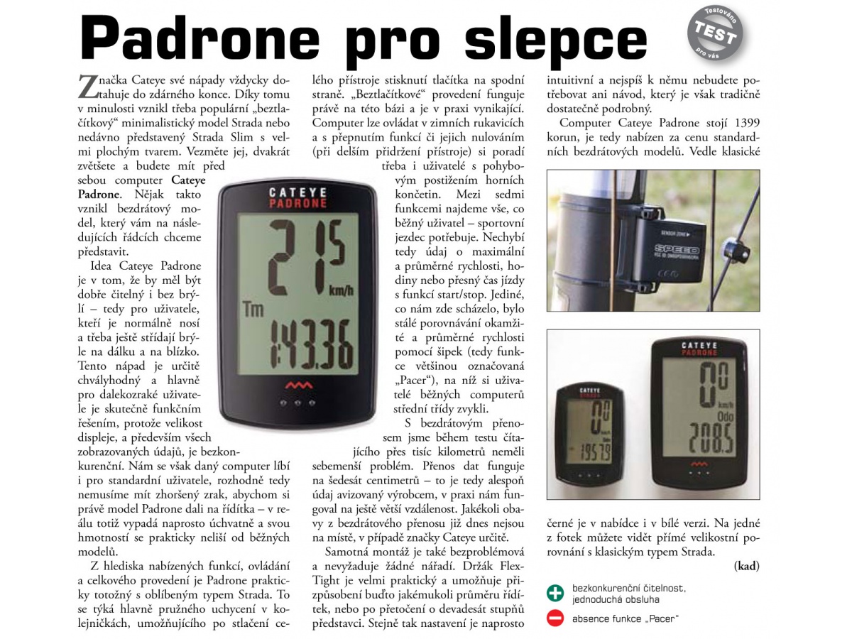 Cyklopočítač CAT Padrone (PA100W) - černá