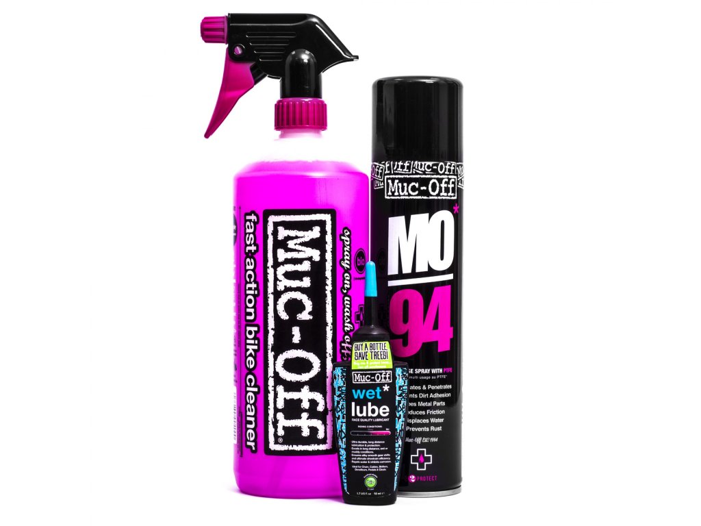 MUC-OFF WASH, PROTECT & LUBE WET KIT - Základní sada pro mytí, ochranu a lubrikaci kol