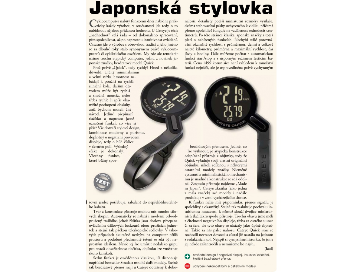 Cyklopočítač CAT Quick (RS100W) - černá/červená