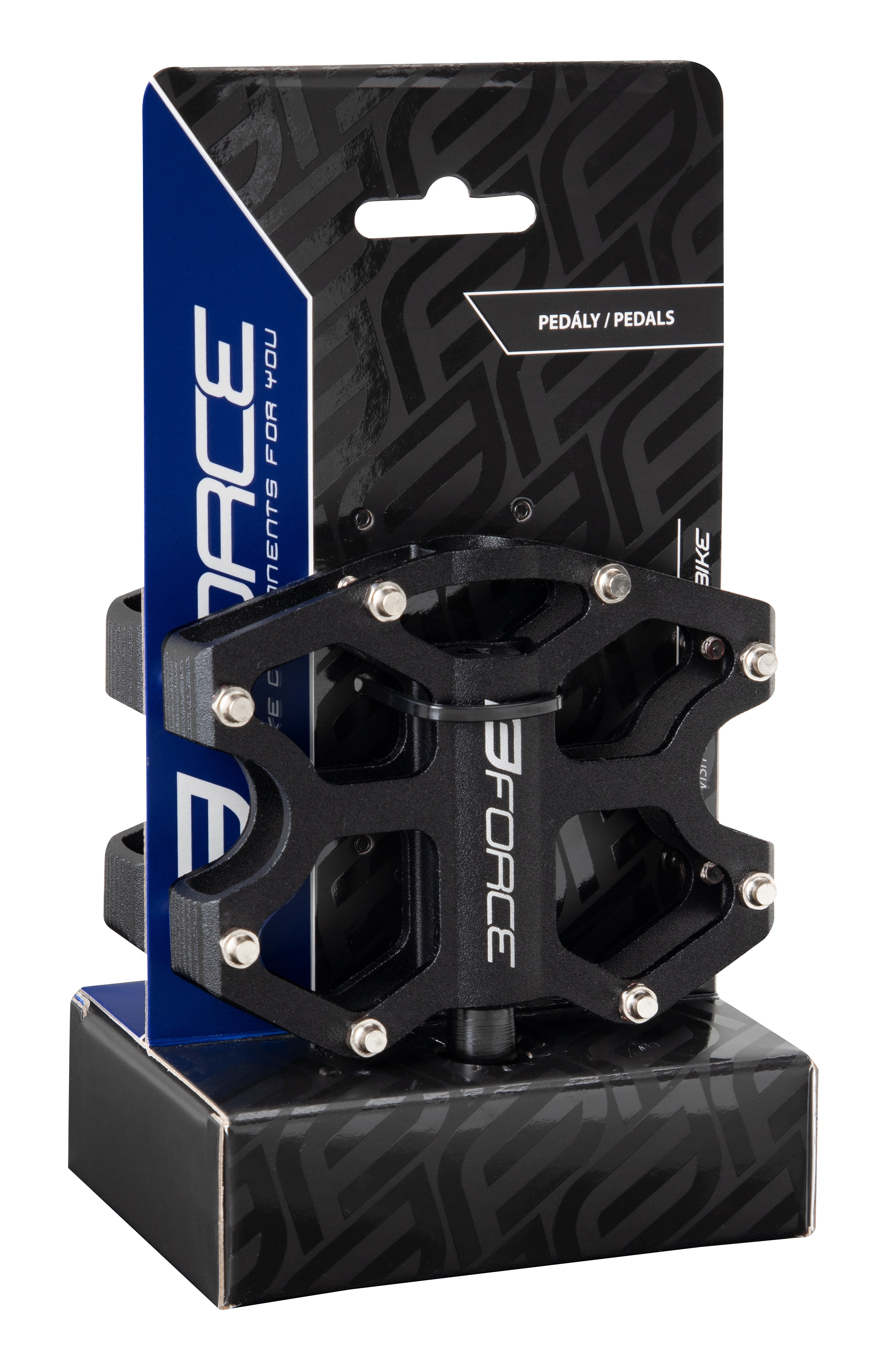 pedály FORCE GALE hliníkové, prům. ložiska, černé