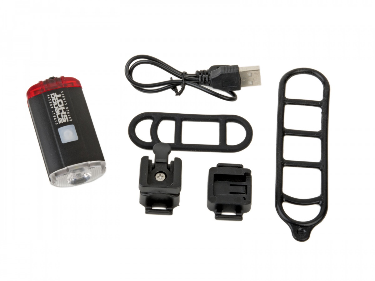 Světlo př. & zad. A-DoubleShot 250 / 12 lm USB - černá