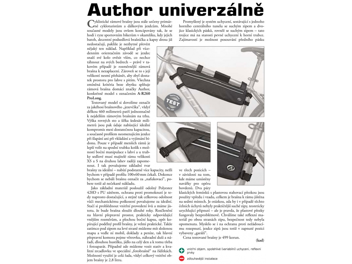 Brašna na rám A-R260 ProLong - černá