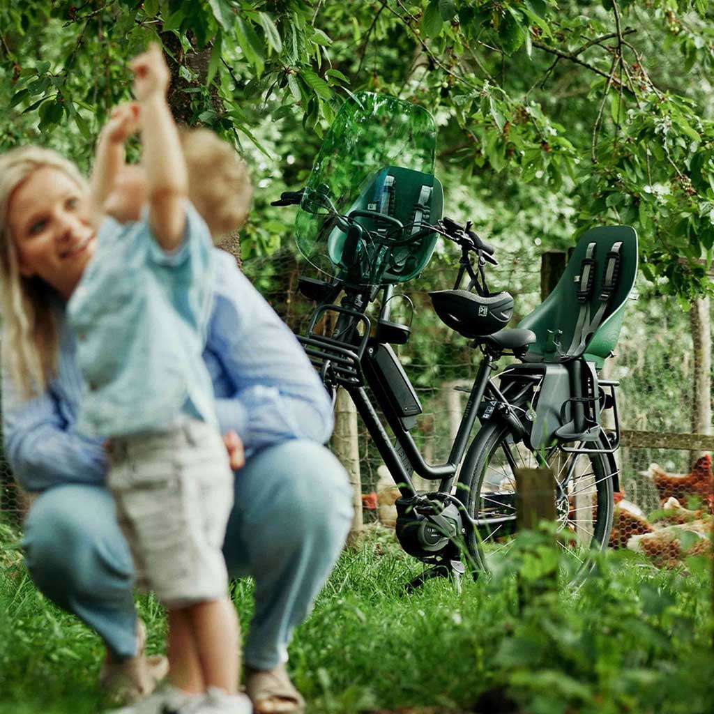 Zadní sedačka BIO na kolo s adaptérem na nosič zelená